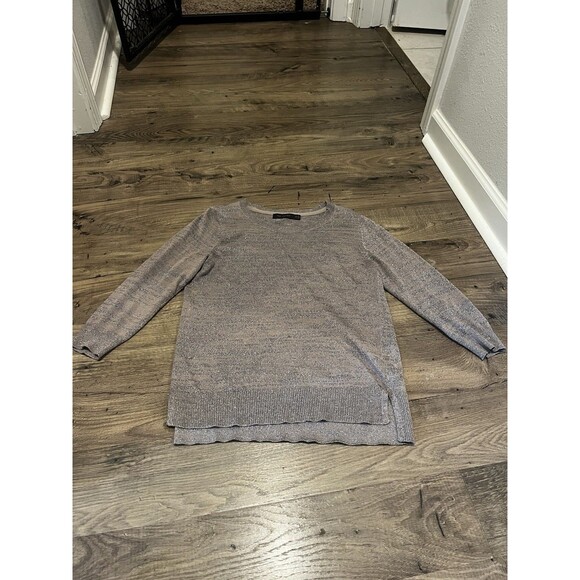 The Limited Tops - The Limited Heathered Gray Crew Neck Light Sweater
